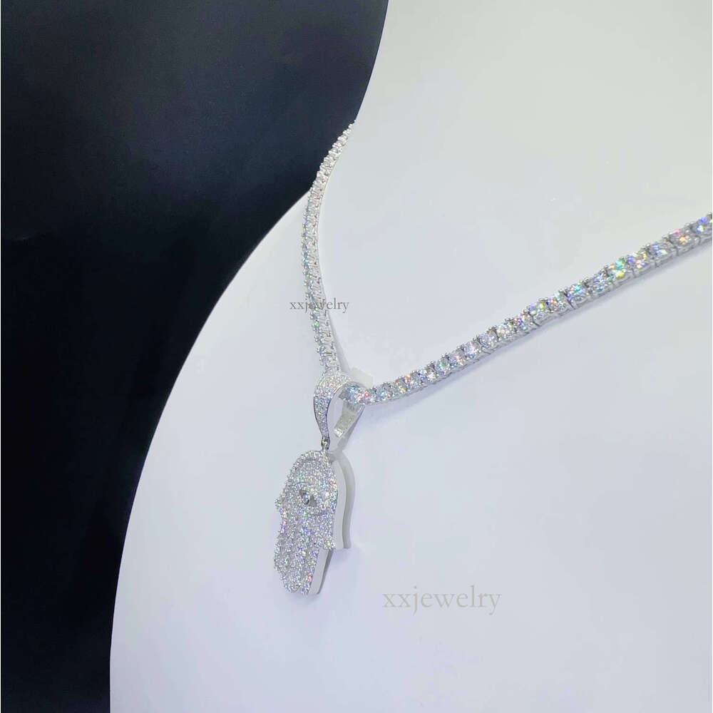 Sier Jewelry Moissanite Hamsa Hand VVS Iced Out Pendant Hip Hop Pass Tester