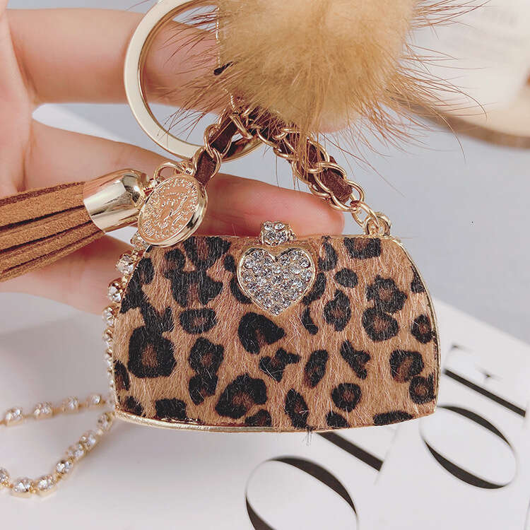 Autumn and Winter Creative Leopard Print Horsehair Women's Accessories Personalized Plush Bag Pendant Keychain