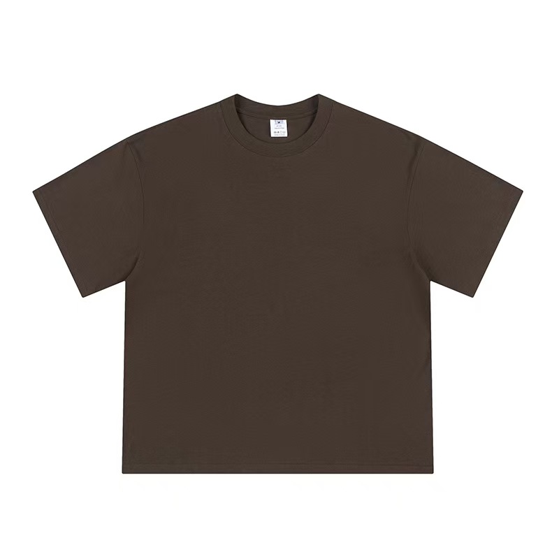 K2107 Heavyweight cotton short-sleeved T-shirt for men and women, breathable basic round neck short-sleeved women's top, loose casual solid color