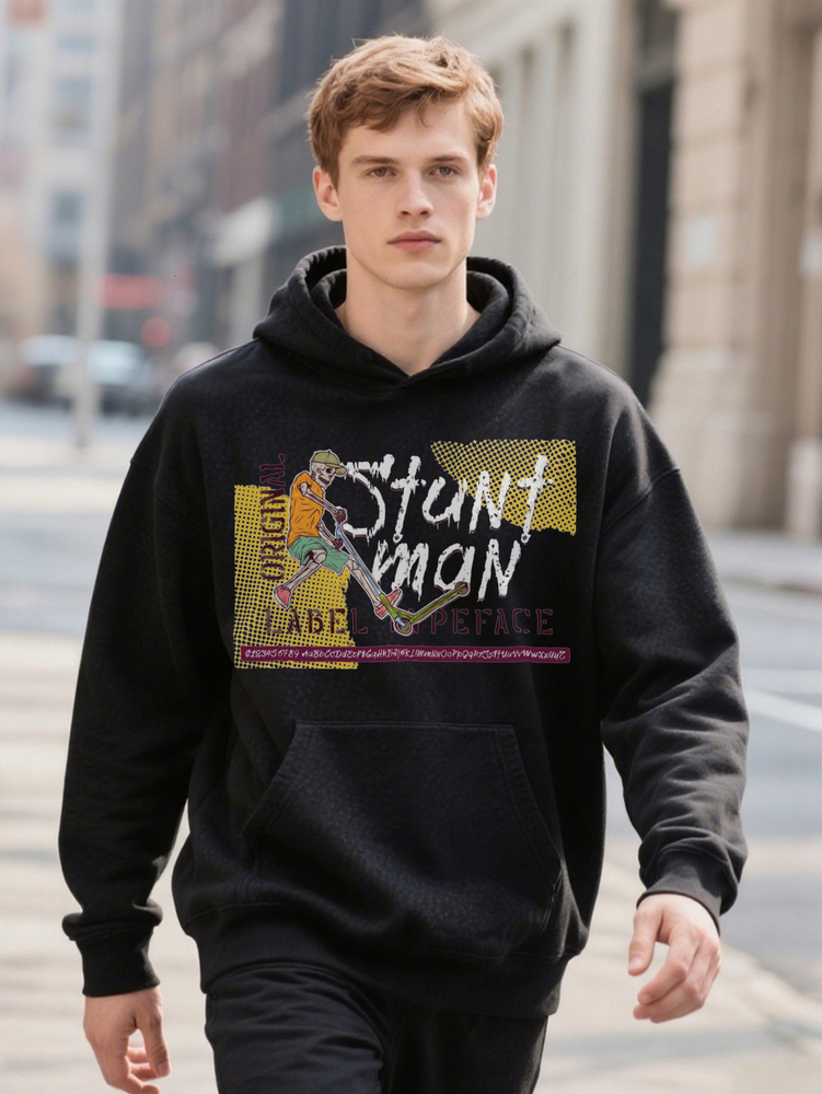 Men S Casual Graphic Hoodie SUN Man Original Label Print Lightweight Gsm Regular Fit a83ce 5b0c6