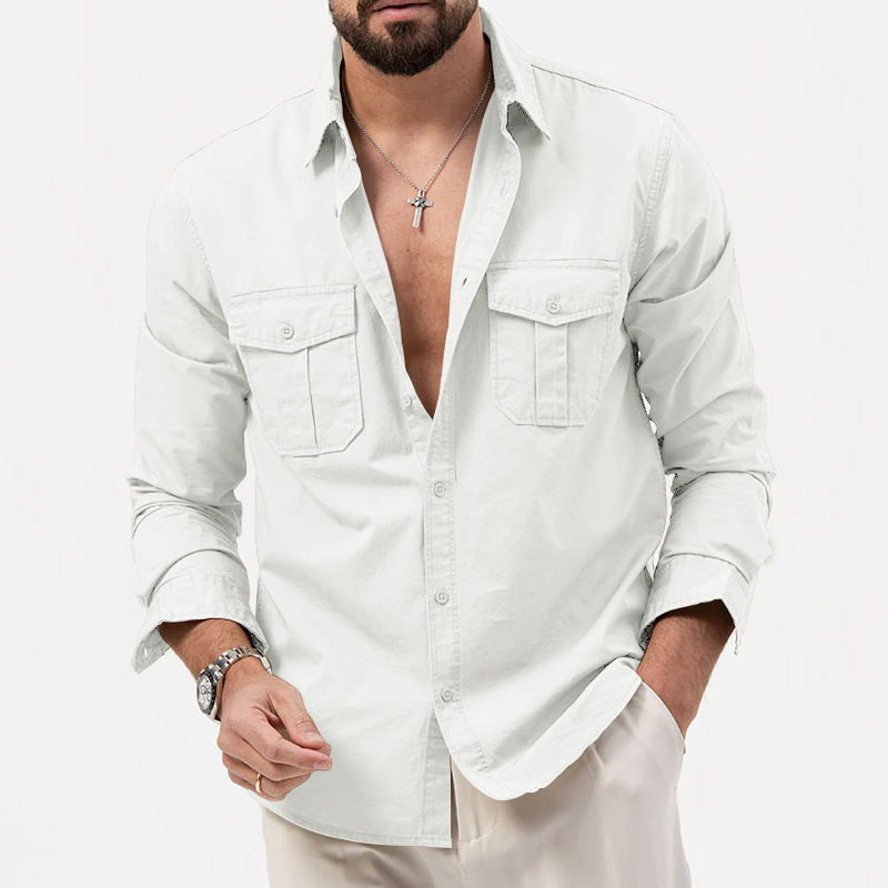 Fall New Fashion Designer Shirt Man Dress Shirt Long Sleeve Slim Fit Button Down 100% Cotton Casual Mens Clothing