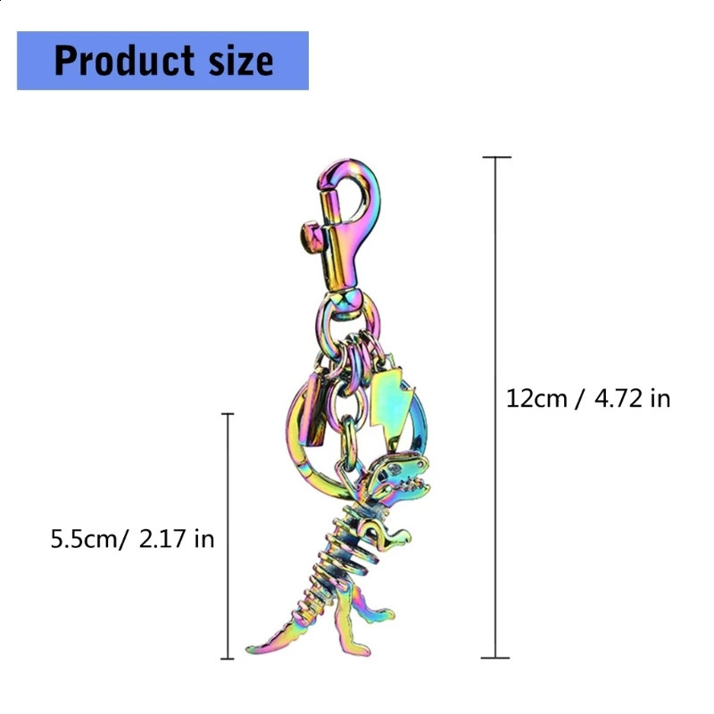 Colorful Alloy Dinosaur Bone Keyring Eye Catching Metal Keychain Accessory Fashionable Bag Charm Ornament for Students P9YF 250815