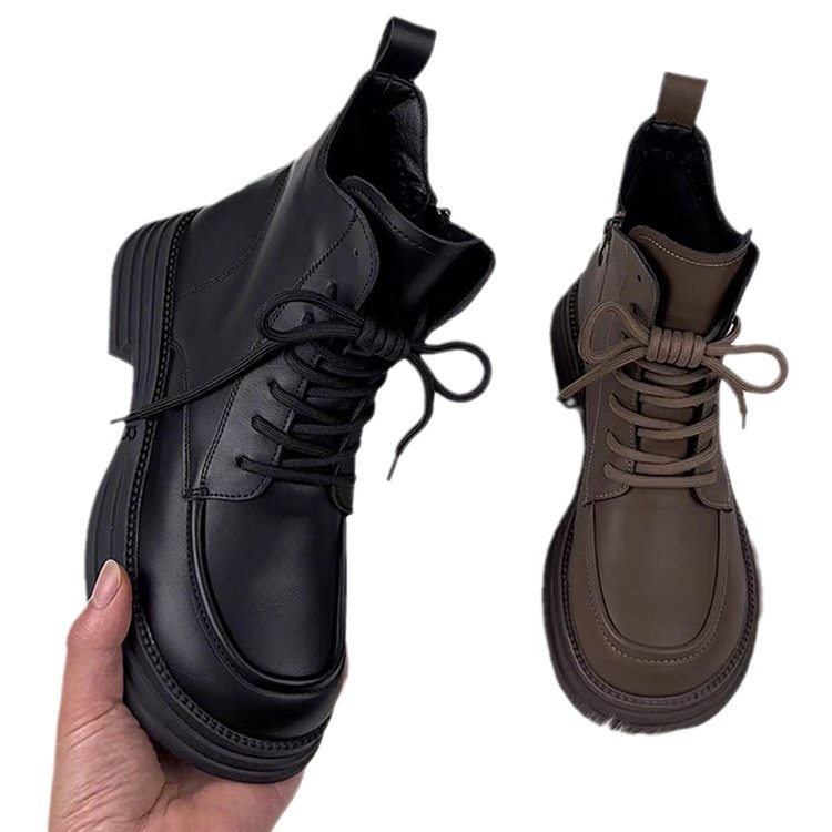 Soft Leather Veet Martin Female Autumn And Winter New Platform Warm Ankle Boots Flat With Thick Cotton Shoes