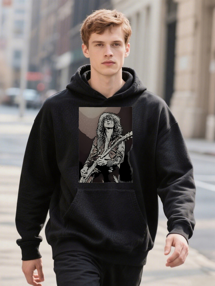 Men Hoodie s Casual Graphic with Rock Guitarist Electric Guitar Print Black ee Breathable 5057e 8fdec