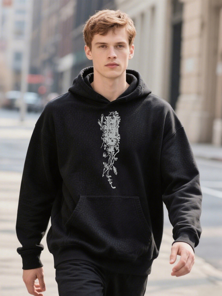 Men S Casual Hoodie Crew with Intricate Design Perfect for Everyday Comfort Floral e93a3 79c84