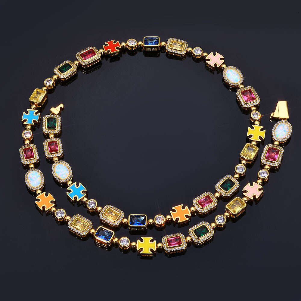 Hip Hop Colorful Women's Jewelry High-end Zircon Men's Necklace