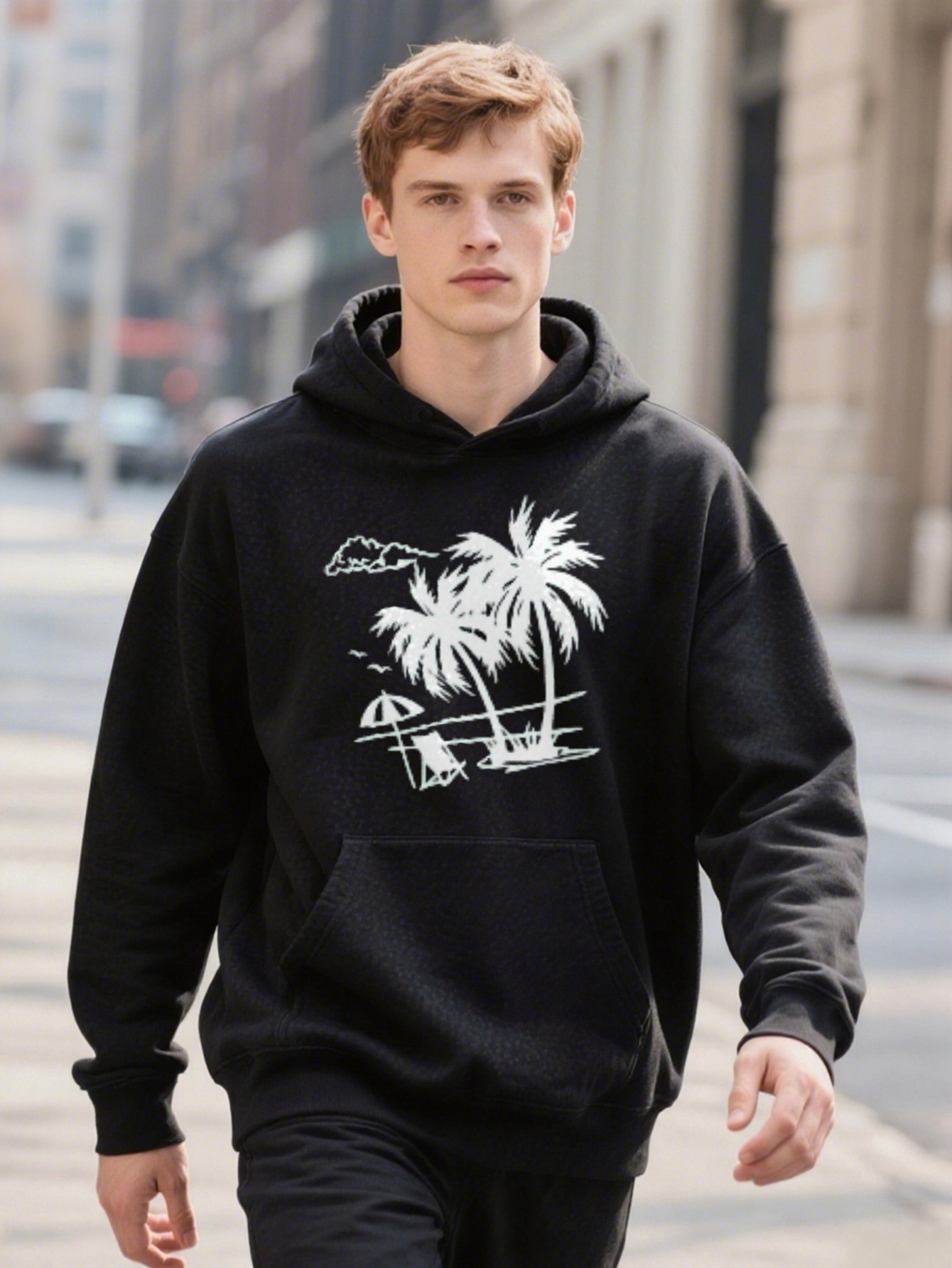 Large Size Men's Three-Piece Set New Hoodie Pattern Print