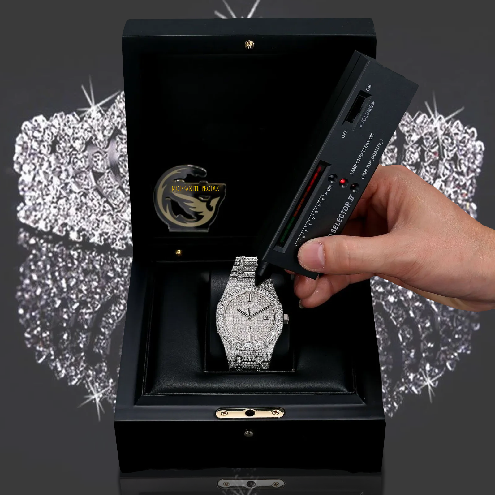 design Shiny and luxurious Fashionable whole body Moissanite Watch For MenFashion Hip hop VVS Nical Pass Test Dia Montre Automatic