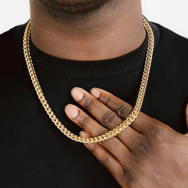 High Quality Fashion Jewelry Wholesale Waterproof 5mm 18K PVD Gold Plated 316 Stainless Steel Franco Chains Necklaces