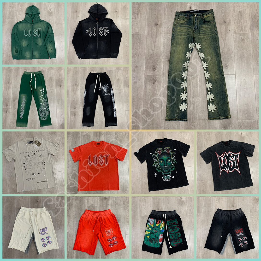 Lost Men's Hoodies Designer hoodie Women Print Aged water washing Hoodies Casual Hoody Sleeve Clothing Painted Diamond trousers High Street Tops shirts