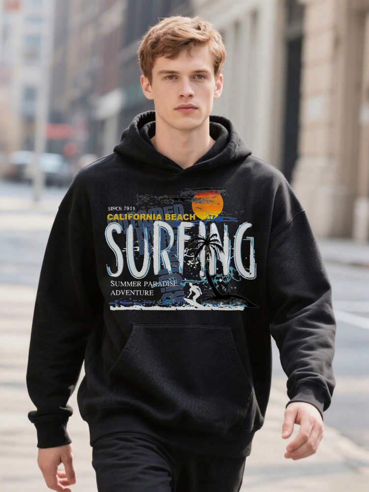 Men S Casual Crew California Beach Surfing Print Hoodie Paradise Adventure Graphic ee Knit 14b9c 7ec31