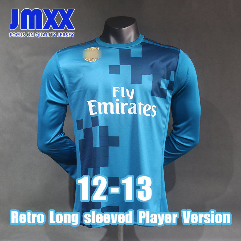 JMXX 17 18 Retro Player Version Reales Madrides Soccer Jerseys Third Long Pre Match Training Mens Uniforms Jersey Football Man Shirt