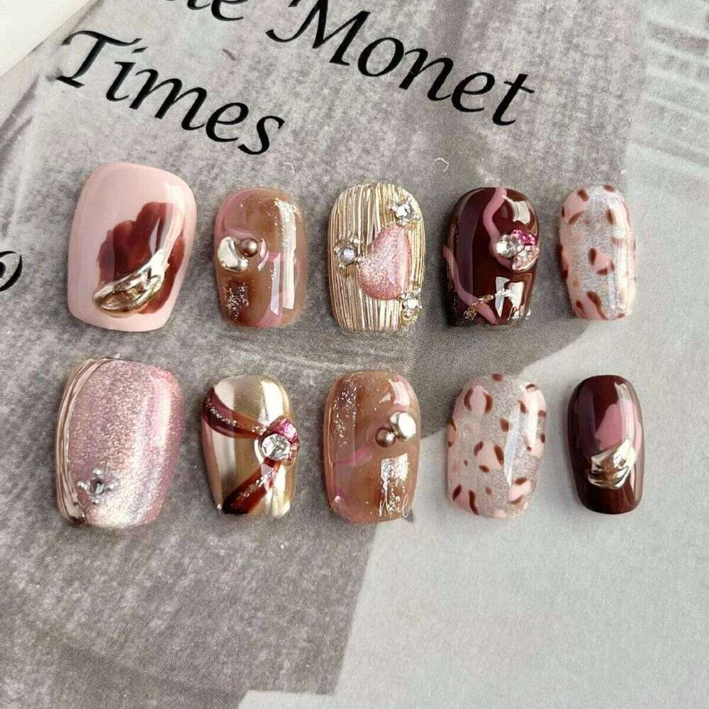 10Pcs Cartoon Pattern Handmade Press on Cute Fake Wearable Stick-on Nails Full Cover False Nail X250816