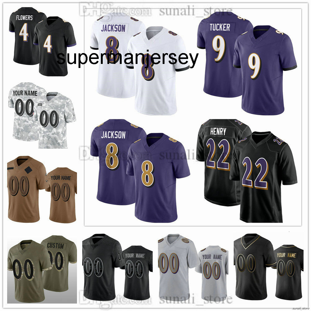 8 Lamar Jackson Jerseys 2025 Mens 4 Zay Flowers 14 Kyle Hamilton 22 Derrick Henry 89 Mark Andrews 2 Nate Wiggins 44 Marlon Humphrey 99 Odafe Oweh 0 Roquan Smith Stitched