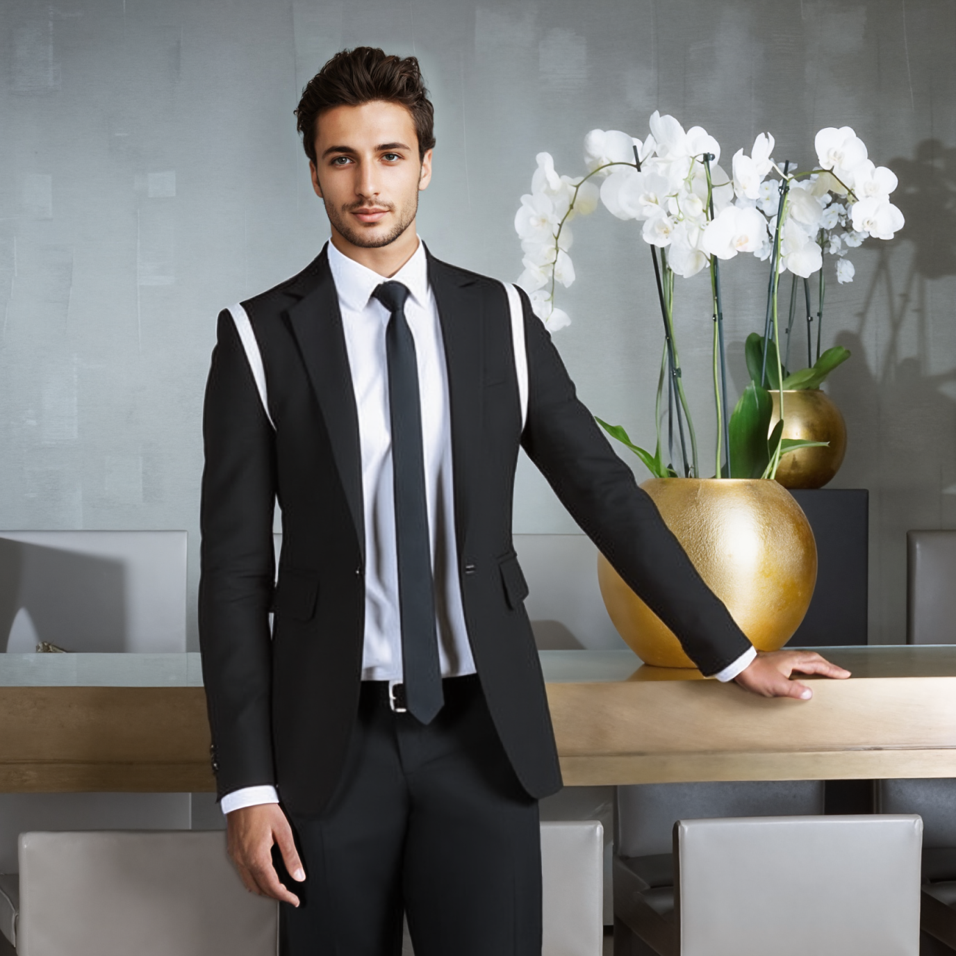 Black And White Stitching Men's Suits Single Breasted 1pcs Slim Fit Blazer Business Coats Wedding Party Groom Tuxedo