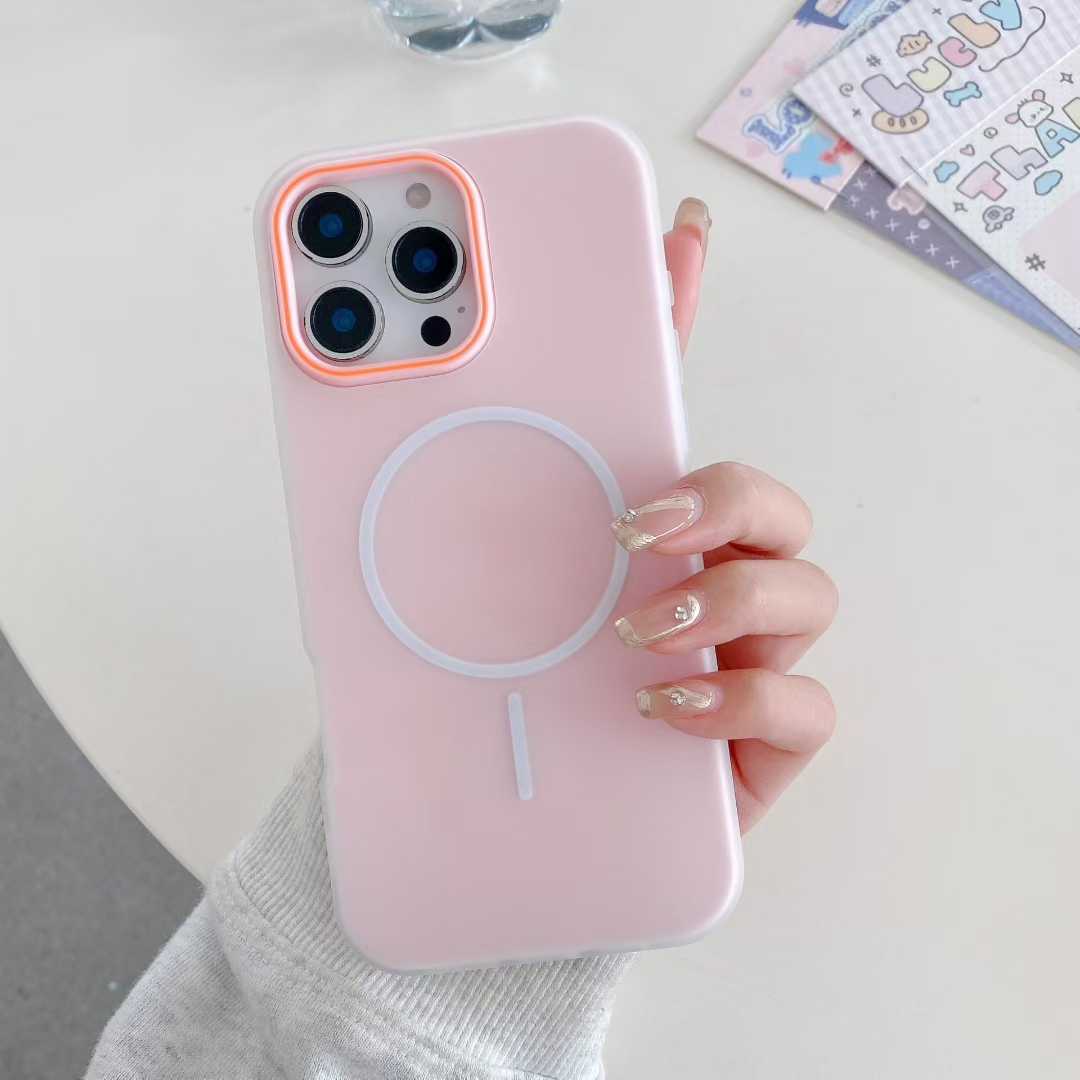 Candy Magnet Wireless Charging 2in1 Cases For Iphone 17 Air 16 Pro Max 15 Plus 14 13 12 Colorful Jelly Hard PC Soft TPU 2in1 Hybrid Layer Magnetic Fro