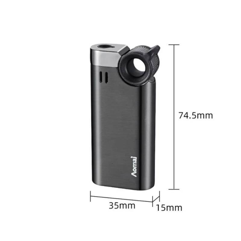 New Metal Arm Portable Outdoor Windproof Jet Blue Flame Grinding Wheel Butane Iatable Lighter Men's Gift W260202
