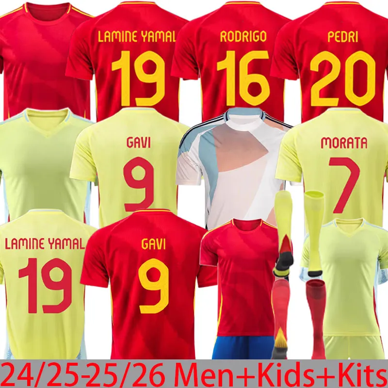 EURO SPAINS Soccer Jerseys PEDRI GAVI LAMINE YAMAL MORATA Carval OLMO ASENSIO FERRAN RODRIGO Cucurella Jersey 24 25 26 SPANISH Men Kid Kit Football Shirt Fan