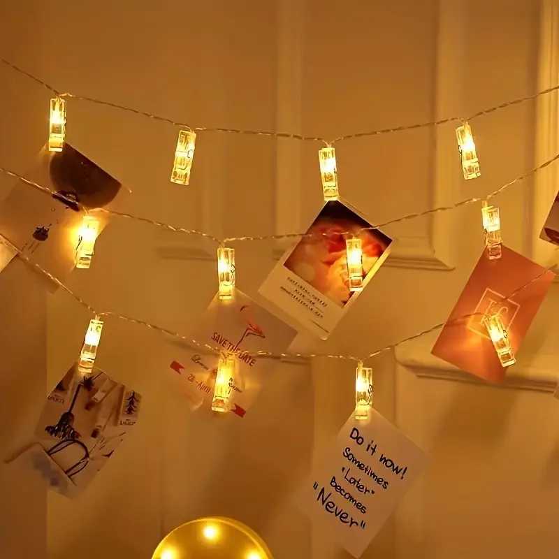 1pc 10/20/30/40LED Photo Clip String Light Battery Operated Indoor Decorative Fairy Lamp For Home Wedding Room Party Wall Decor Z250816