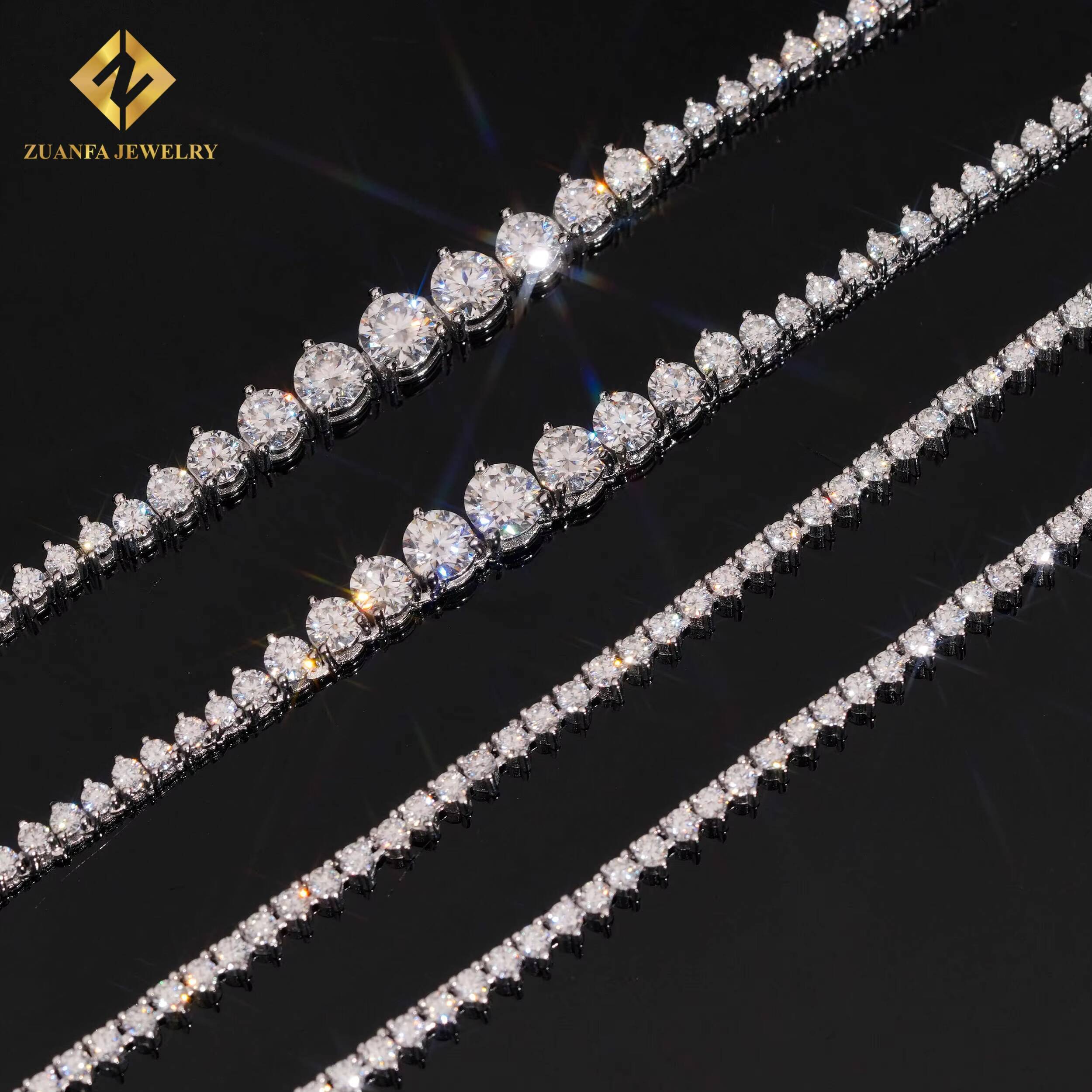 Pass Diamond Tester 2mm VVS Moissanite Tennis Chain 925 Silver Hip Hop Jewelry Bracelet Necklace Iced Out Moissanite Link Chain