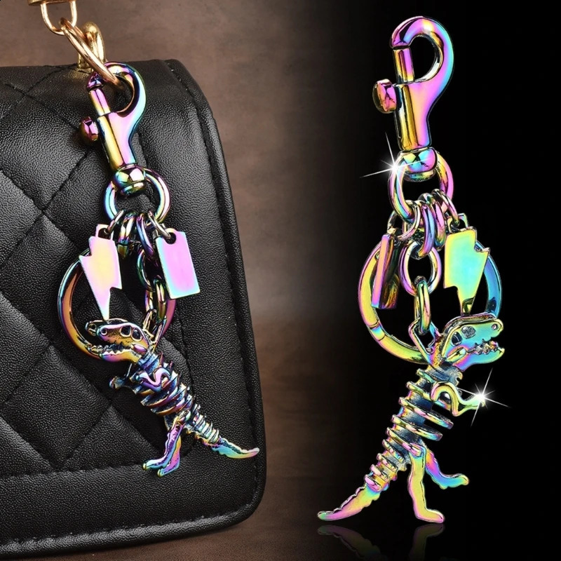 Colorful Alloy Dinosaur Bone Keyring Eye Catching Metal Keychain Accessory Fashionable Bag Charm Ornament for Students P9YF 250815