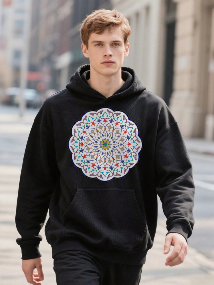 S Crew With D Hoodie Mandala Print Lightweight Regular Fit Essential Perfect Gift For Men