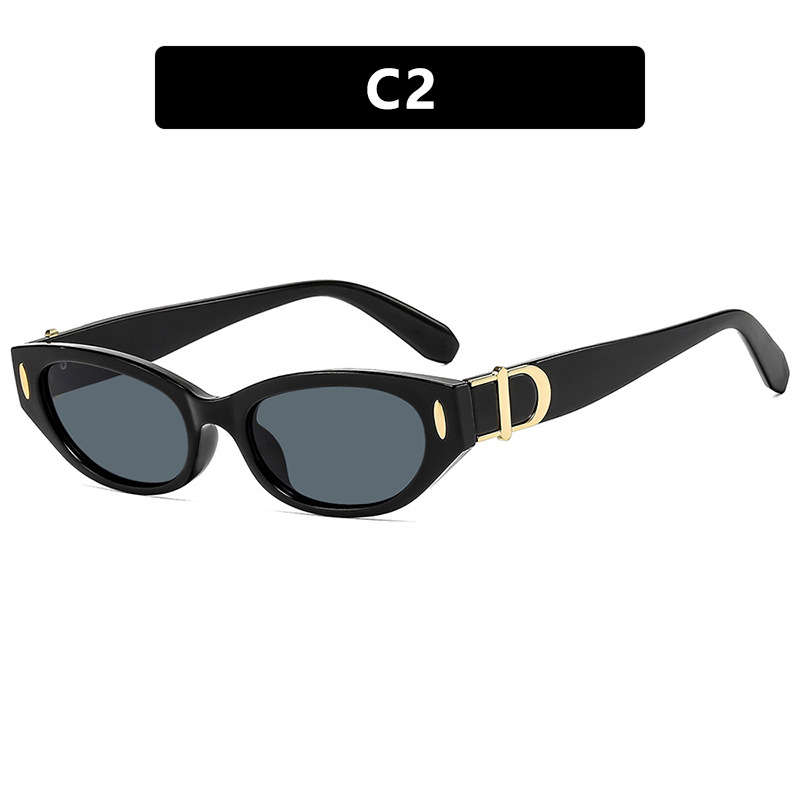 2025 New Arrival Women Small Frame Cat Eye Sunglasses with Rhinestone Accents Trendy European American Street Style UV Protective Sunnies