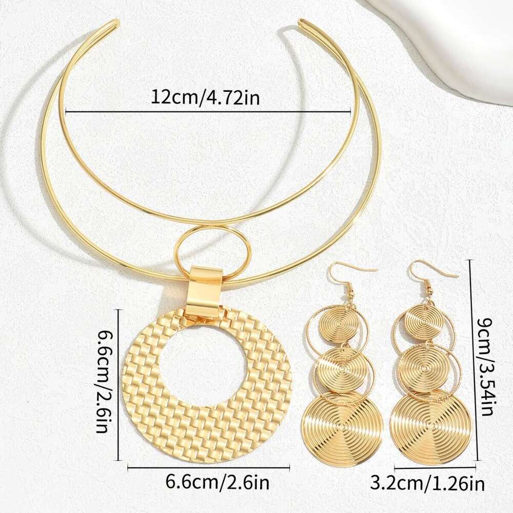 Geometric Niche Design American Light Necklace Jewelry Simple Exaggerated Women's Choker Versatile Earrings Ear Accessories