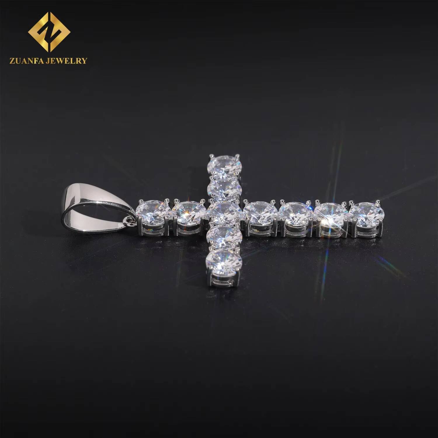 Hip Hop Style Iced Out Jewelry Moissanite Small Cross Pendant Mens Women Rose Gold Plated Rhodium Plated Gold Plated Pendant