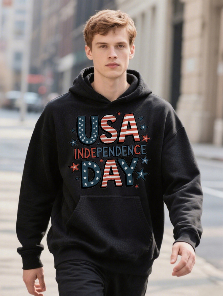 Men S Patriotic USA INDEPENDENCE DAY Graphic Casual Crew Hoodie Machine Washable Ideal