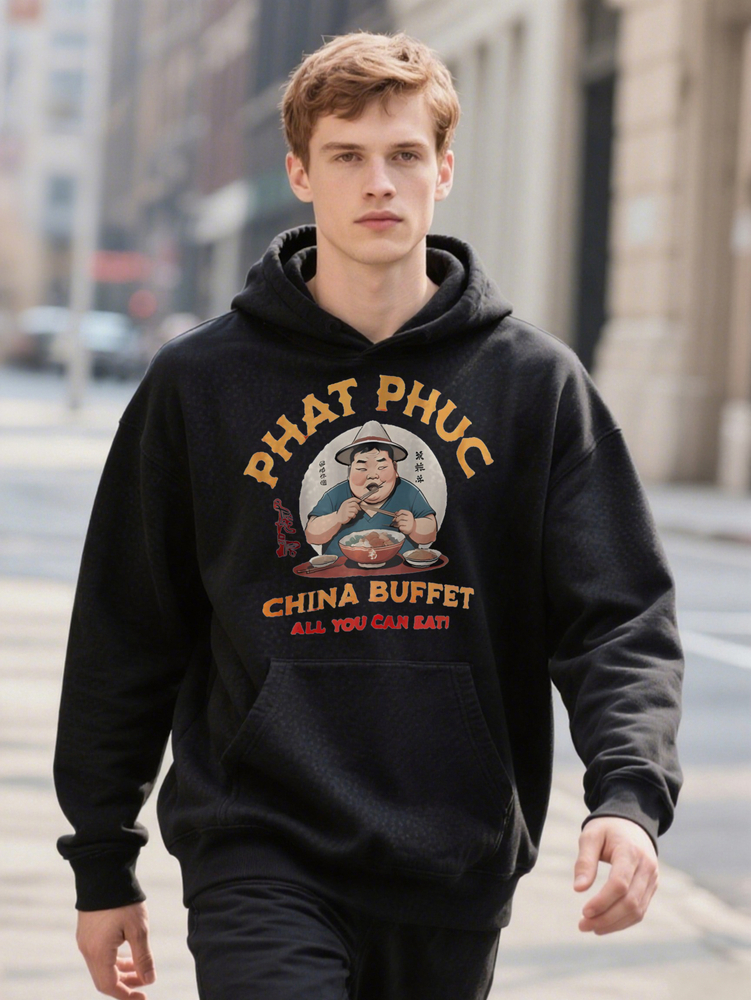 China Buffet Slogan Hoodie Black S Casual Crew Funny PHA PHUC Graphic Hine Washable Ideal Gift For