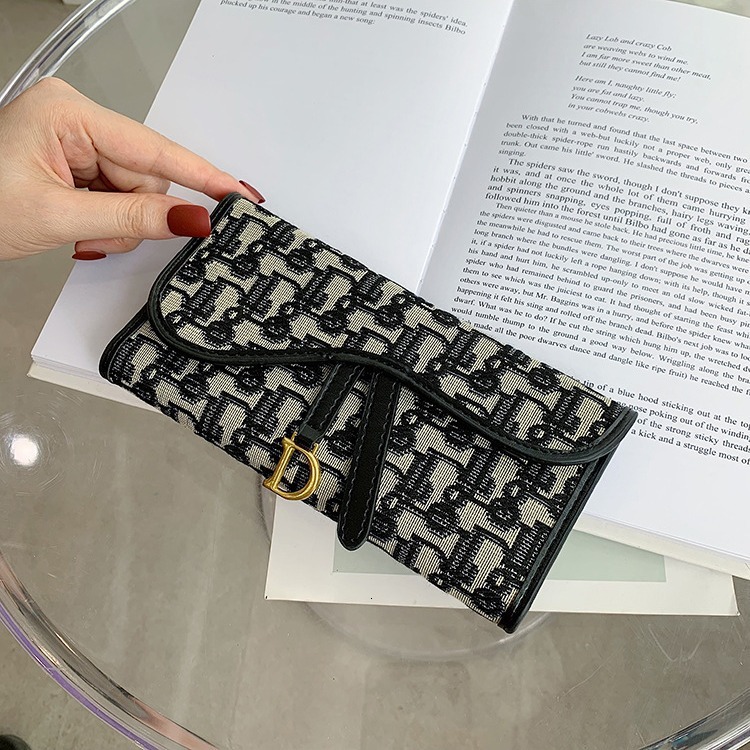 Fashionable Woven Canvas Letter Large Wallet, Cross-border Boutique Hot Selling, Light Luxury, European And American Large Capacity Cardholder Wallet