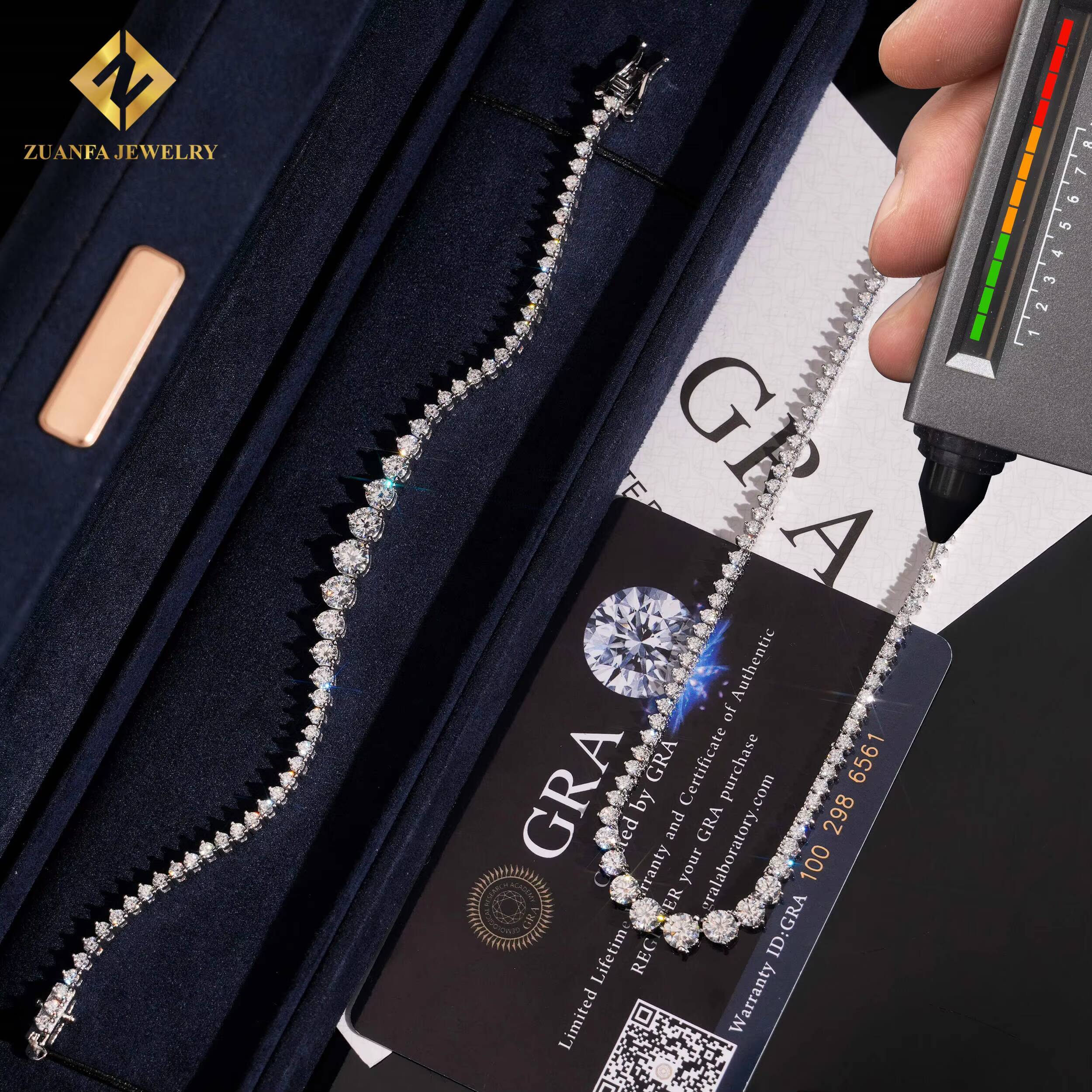 Pass Diamond Tester 2mm VVS Moissanite Tennis Chain 925 Silver Hip Hop Jewelry Bracelet Necklace Iced Out Moissanite Link Chain