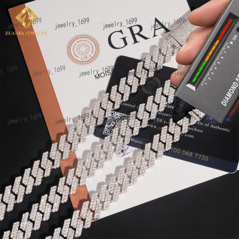 Custom Iced Out 13mm Hip Hop Men Jewelry Necklace Diamond Cuban Link Chain 925 Sterling Silver Moissanite Necklace Bracelet