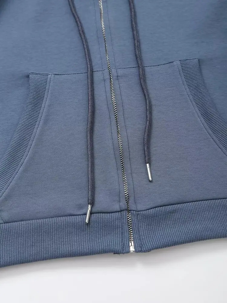 RARA Womens Hooded Zip Up Cropped Jacket and Drawstring Flared Pants Set Cozy Stylish for Daily Sporty Looks 251022