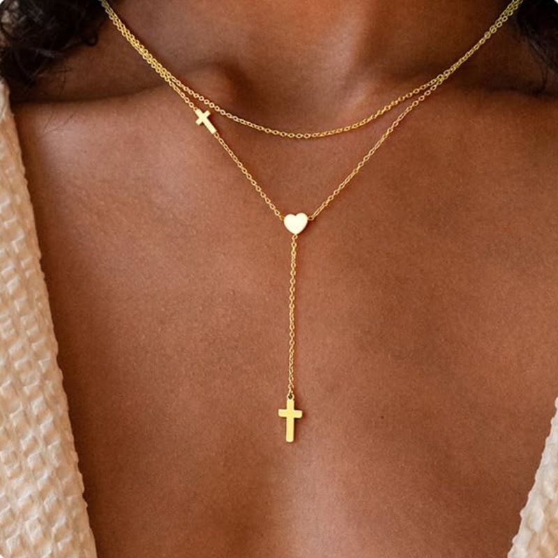 2025 New Arrival Women Niche Designed Y Shaped Cross Pendant Necklace Trendy Unique Jewelry