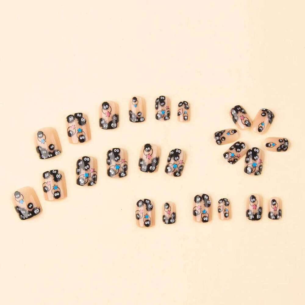 24Pcs Square Short Coverage Press On Halloween Funny Fake Cute Briquette Reusable False Nail Star Wear Nails X250816