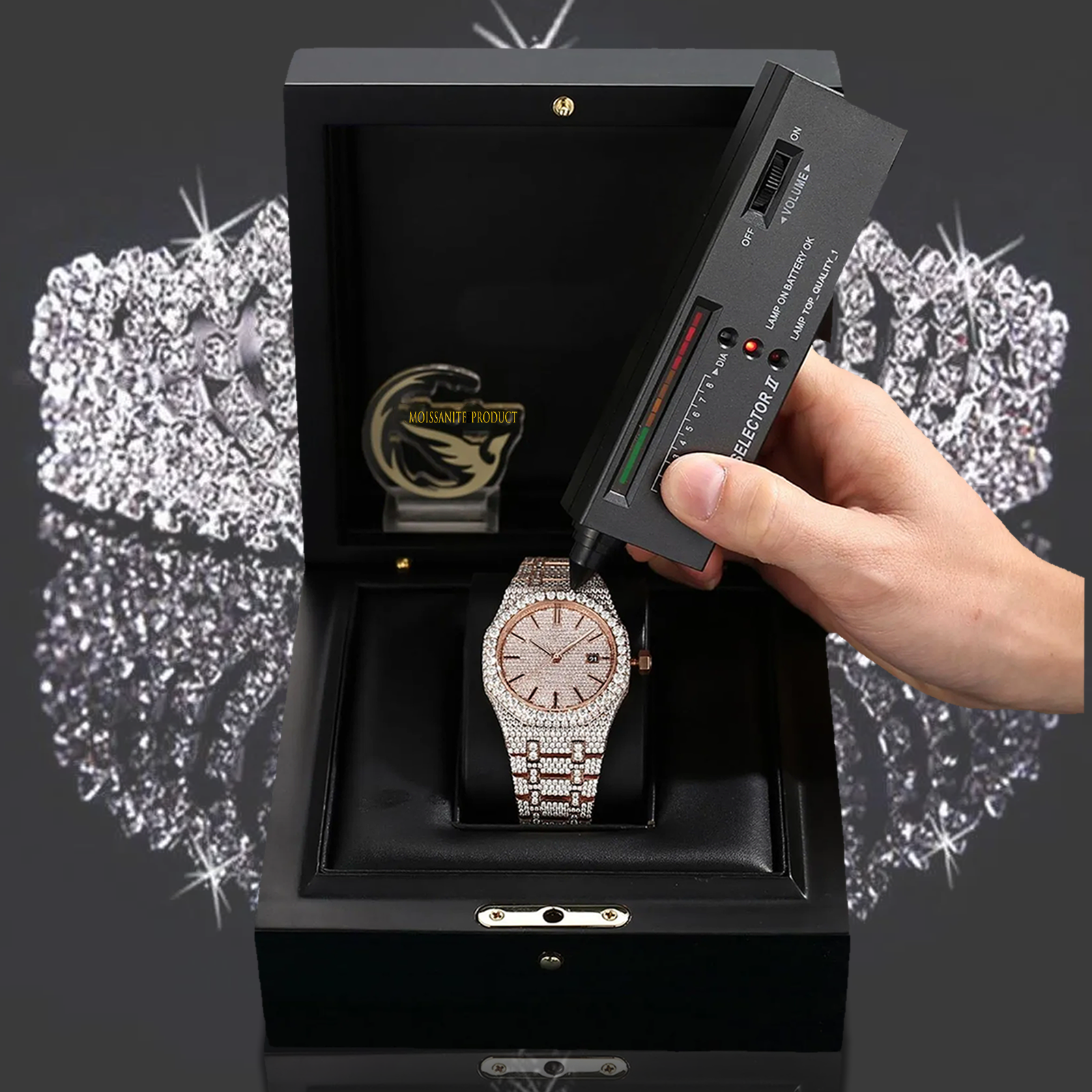 VVS Quality Auto-Winding Moissanite Timepiece with Anti-GRAvity Technology Pass the dia test Free delivery
