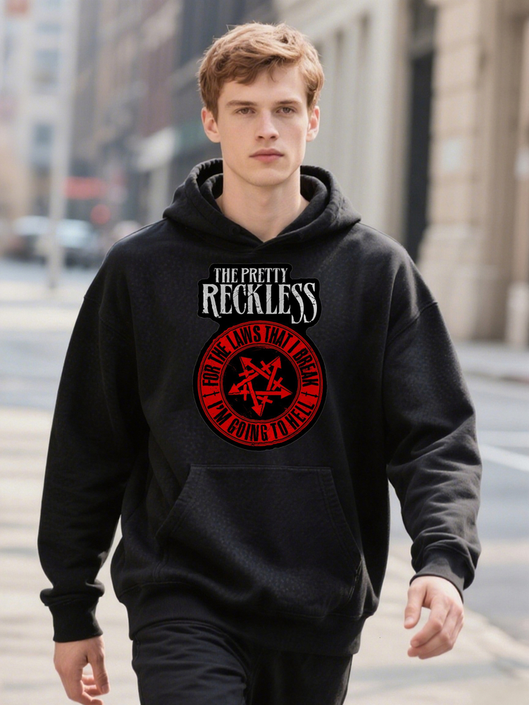 Men S Hoodie Casual Crew Knit Fabric with Slight Stretch Y K Anime Horror Dark Humor Band