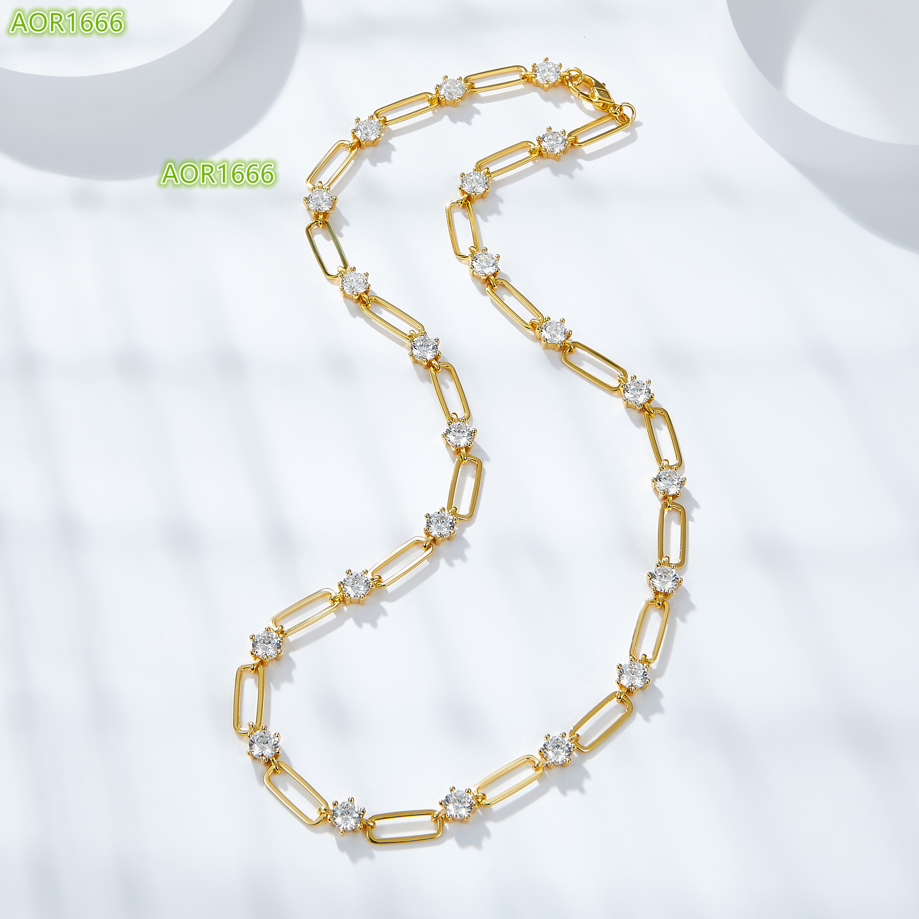 925 Sterling Silver Womens Necklace With Pass Diamond Tester Moissanite Paperclip Chain Layered for Girls