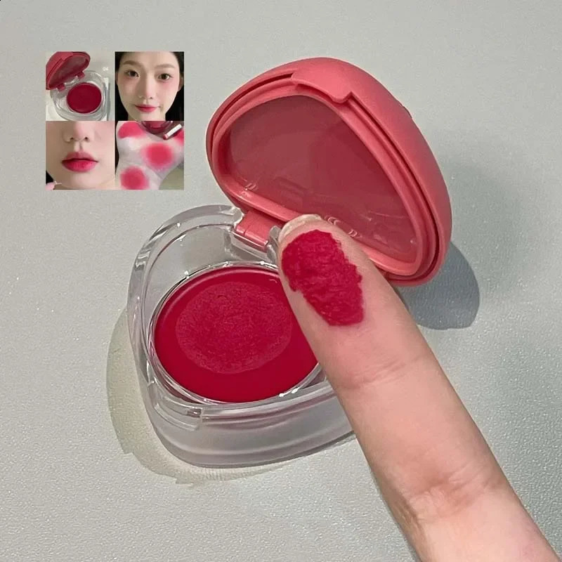 Heart-shaped Blush Cream Lip Cheek Dual-purpose Lip Mud Lipstick Natural Plum Rose Coral Red Matte Monochrome Blusher Cream 250815