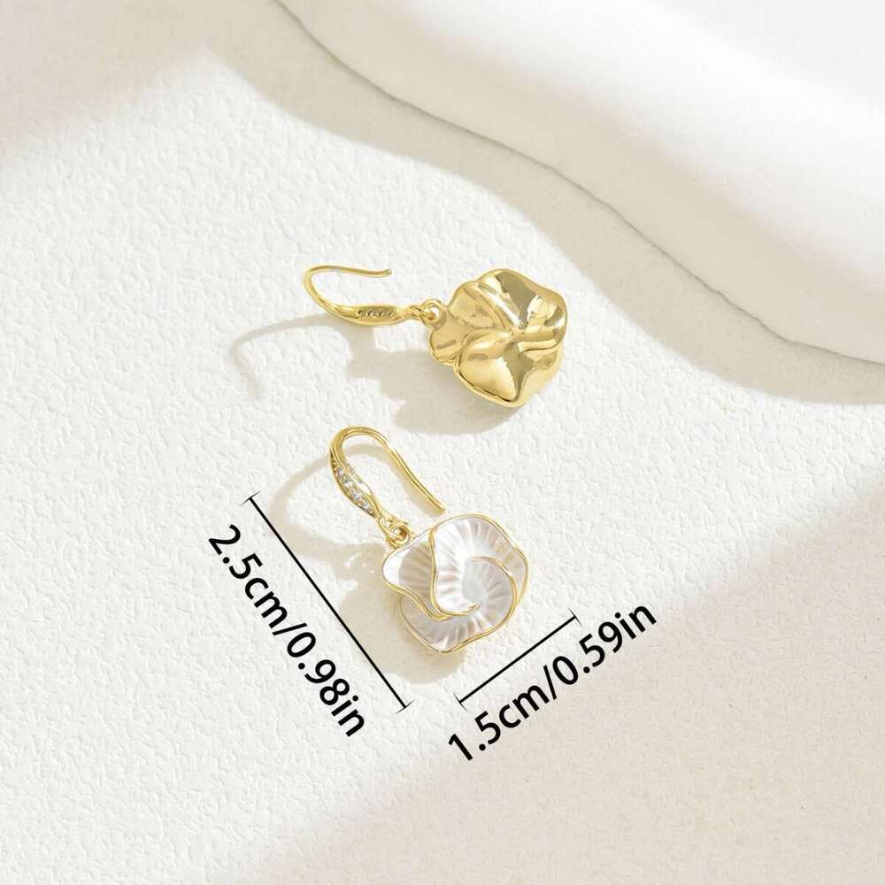 Wind Lady Oil Drop Flower High-end Zircon Inlaid Stud Camellia Design Earrings Ear Jewelry