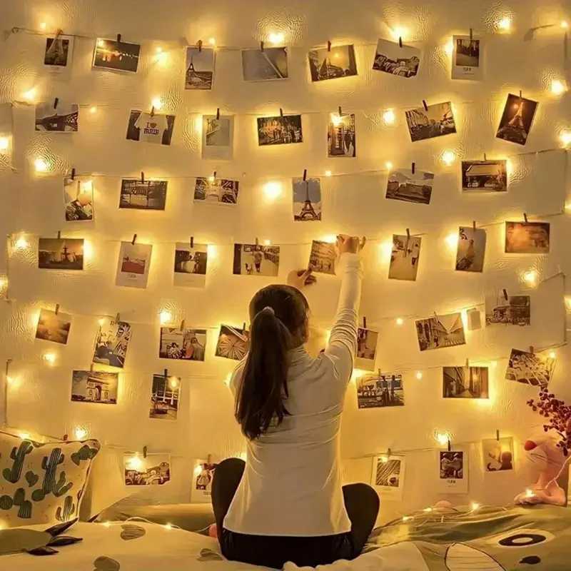 1pc 10/20/30/40LED Photo Clip String Light Battery Operated Indoor Decorative Fairy Lamp For Home Wedding Room Party Wall Decor Z250816