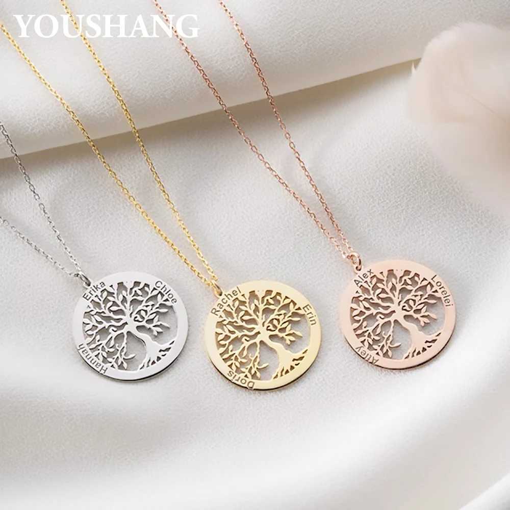 Customized Stainless Steel Life Tree Necklace Personalized Name Pendant Couple Anniversary Family Birthday Celebration Gift W250816