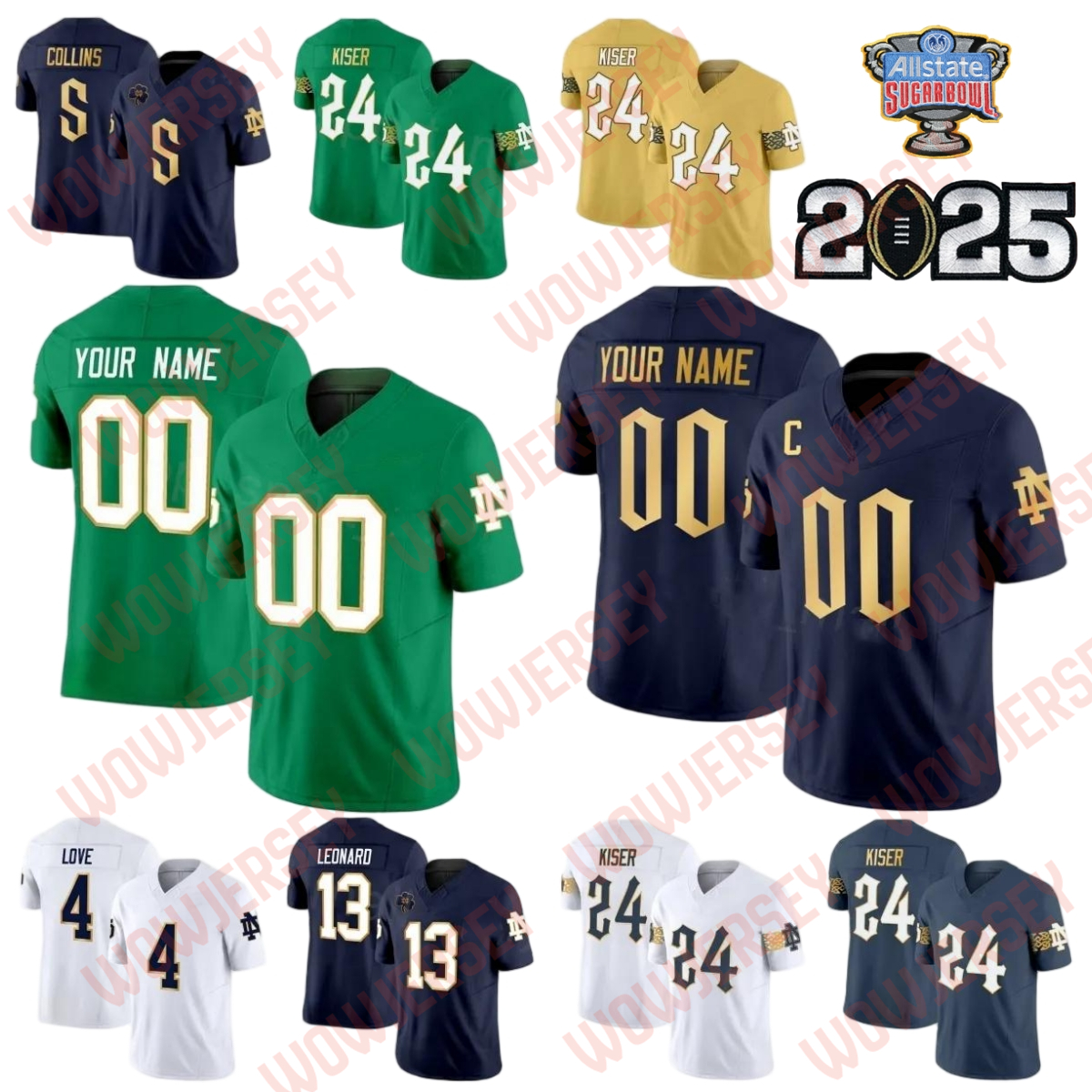2025 Notre Dame Fighting Irish National Championship Jeremiyah Love Jerseys Riley Leonard Benjamin Morrison Beaux Collins Joe Montana Jack Kiser