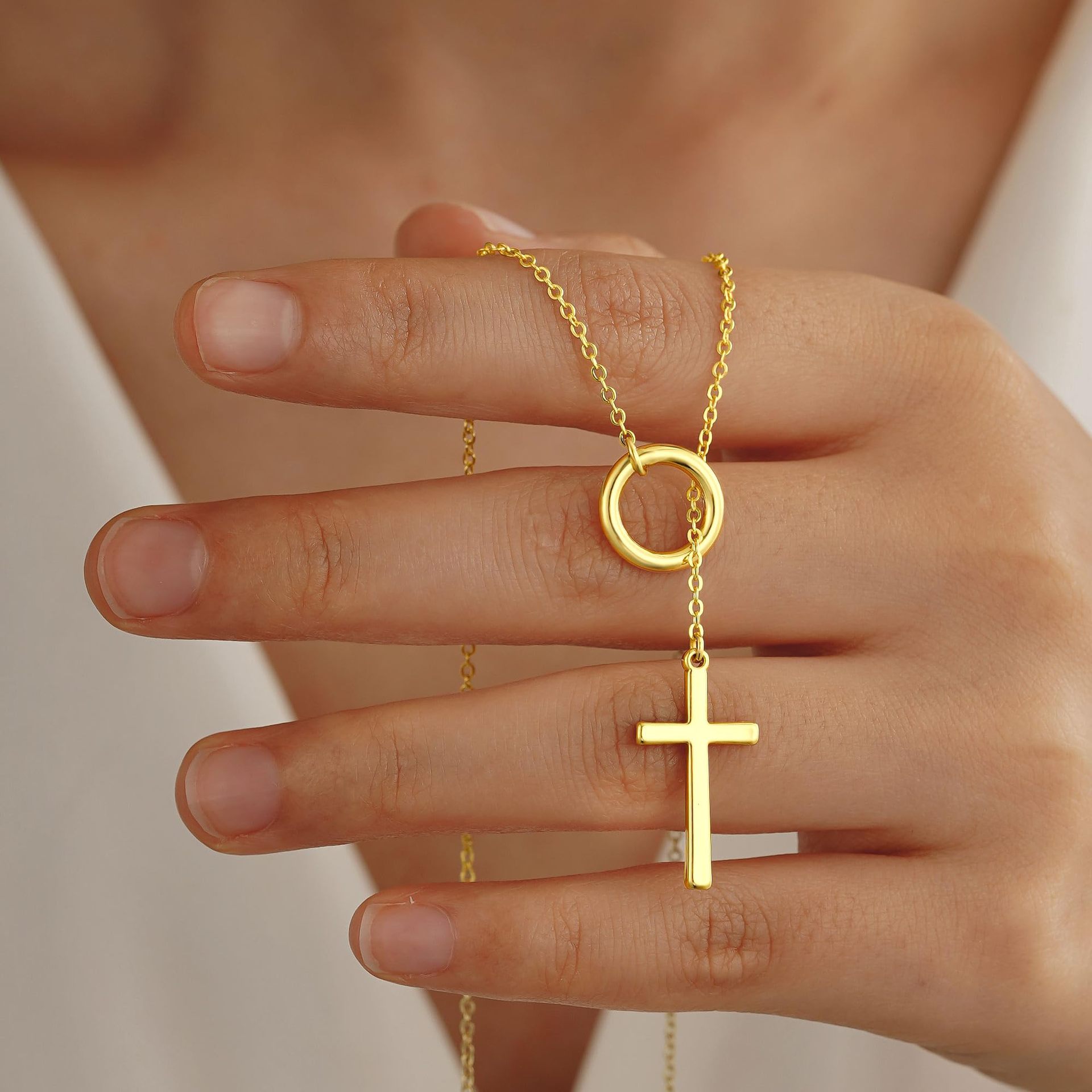 2025 New Arrival Women Niche Designed Y Shaped Cross Pendant Necklace Trendy Unique Jewelry