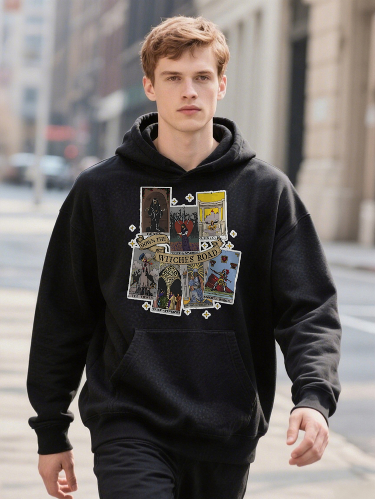 Men S Vintage Horror Anime Graphic Hoodie Crew Casual ee with Slight