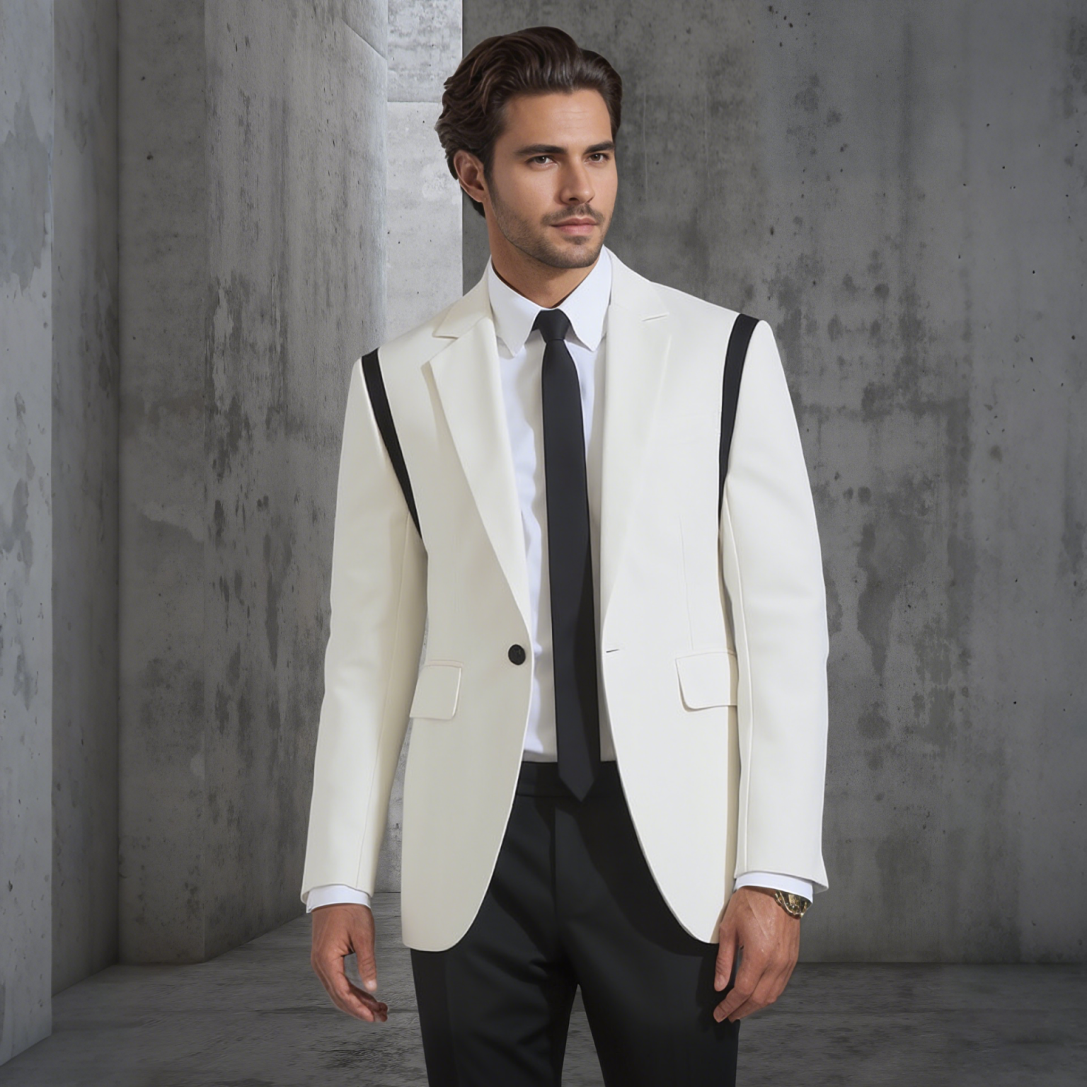 Black And White Stitching Men's Suits Single Breasted 1pcs Slim Fit Blazer Business Coats Wedding Party Groom Tuxedo