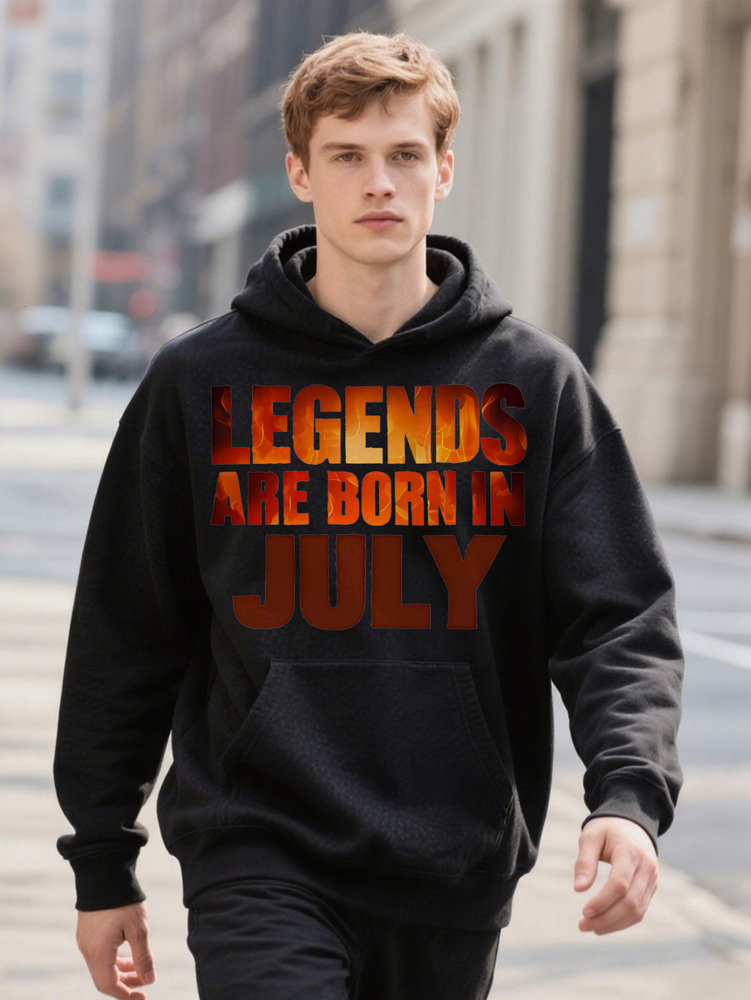Plus Size Legends Are Born In July Print Men s Casual Comfy Crew Ee Hoodie Rendy Op For Podking