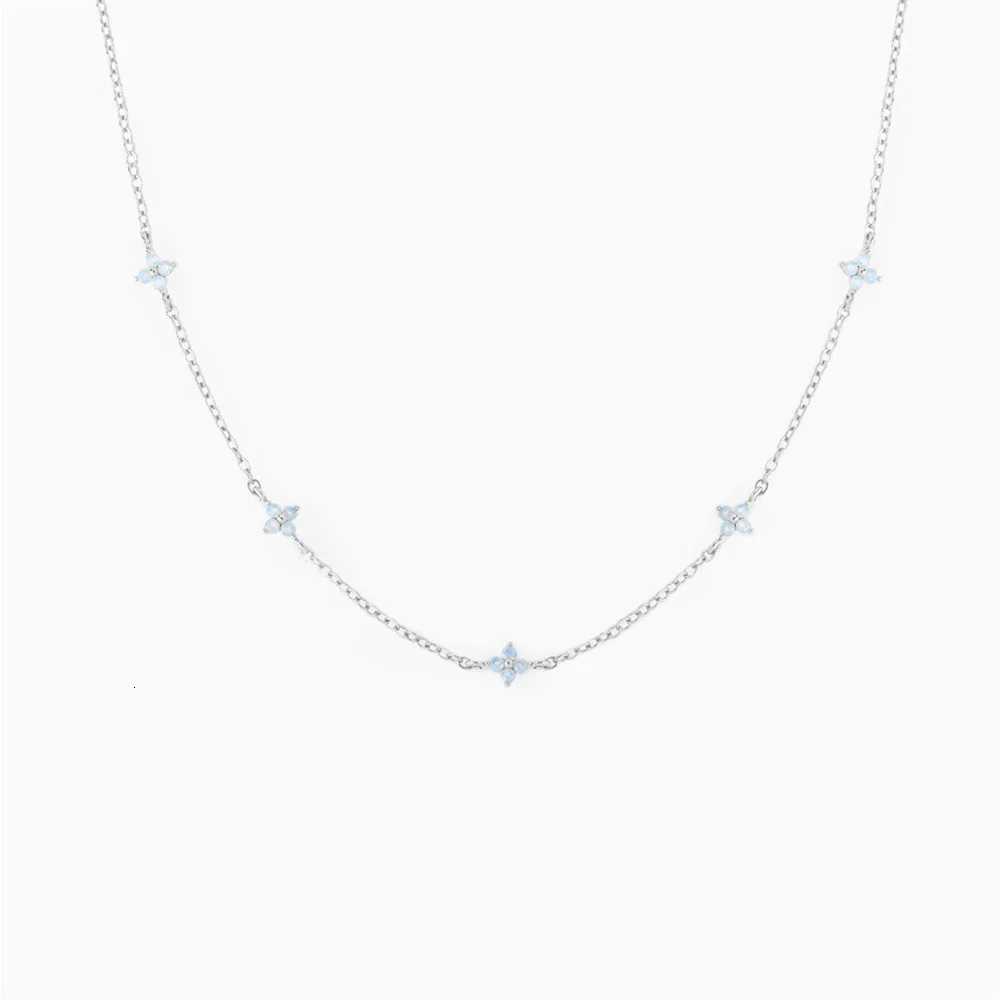 Crystal Clover Choker Necklace For Women Kpop Ins Fashion Gold Color Thin Short Neck Chain Blue Flower Jewelry Gifts KDN005 W250816